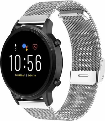By Qubix - Geschikt voor Garmin bandje - Geschikt voor Garmin Vivoactive 4 / 4L - Milanese bandje met klemsluiting - Zilver - Smartwatch bandje 22mm