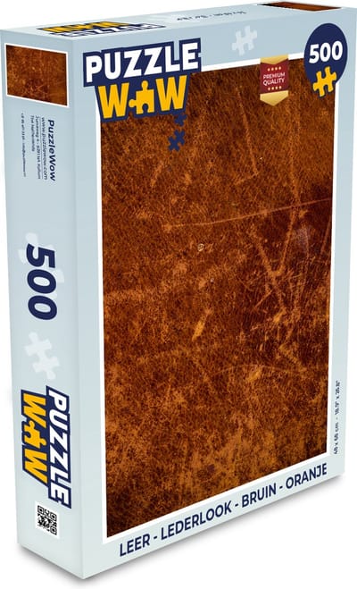 Puzzel Leer - Lederlook - Bruin - Oranje - Legpuzzel - Puzzel 500 stukjes