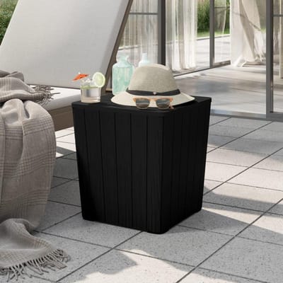 Tuintafel met Opbergvak - Balkontafel Buiten - Buiten Leven - Afneembaar Tafelblad - 38.5 x 38.5 x 42 cm - Zwart