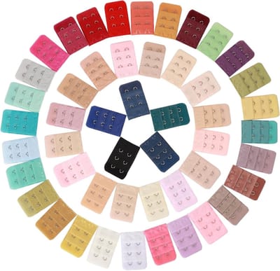 Set van 50 BH-extensies met 2 haken en 3 rijen, comfortabele en elastische sluitingen voor alle standaard BH-modellen, kleurrijke uitbreidingen voor meer draagcomfort