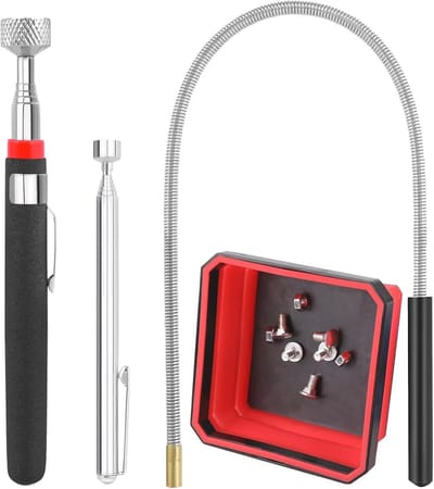 Uitschuifbare Magnetische Pickup Gereedschapsset met Magnetisch Onderdelenbakje - Telescopische Magneetstokken en Flexibele Magneetgrijper