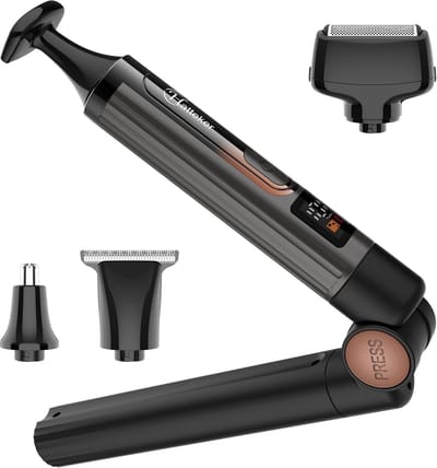 Elektrische Trimmer - Lichaamsscheerapparaat - Persoonlijke Verzorging - Verstelbare Arm - 4-in-1 Kit - Zwart