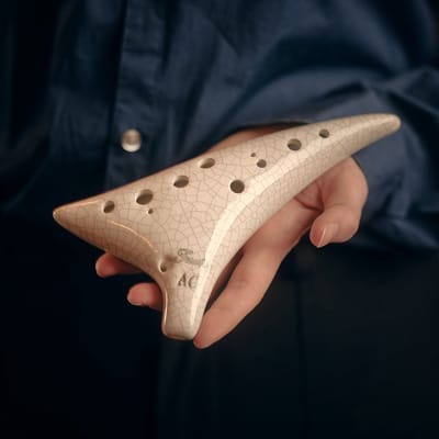Alt-ocarina 12-gaats - incl. koord, doekje, zakje - Fazley 10CAC12 - Wit