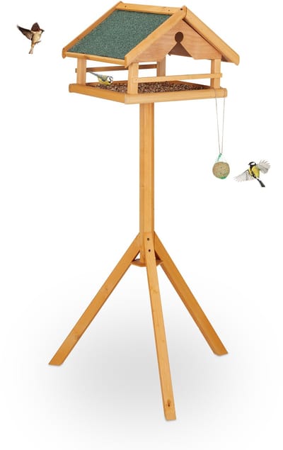 voedertafel op standaard - hout - 120 x 62 x 55 cm - kleine vogels - tuinvogels