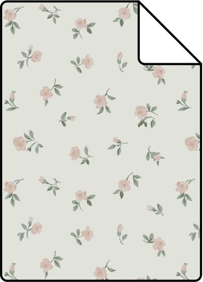 Proefstaal ESTAhome behang vintage bloemetjes groen - 26.5 x 21 cm - 132217-S