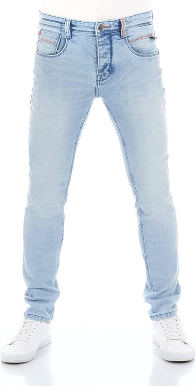 Heren Jeans Slim Fit met Stretch en Used Look in Zwart, Blauw en Grijs