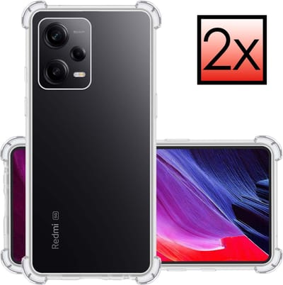 Hoesje - 2 Stuks - Geschikt voor Xiaomi Redmi Note 12 Pro+ - Sterk & Shockproof - Siliconen Case - Back Cover - Telefoon Hoes Shock Proof - Transparant