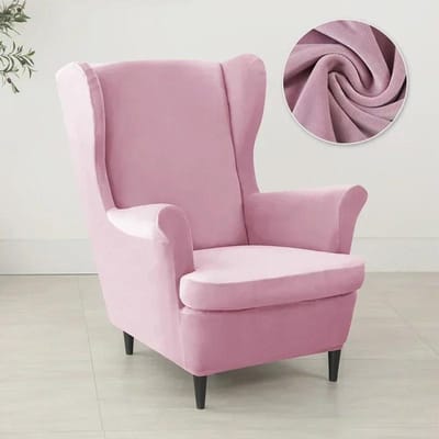 2 pièces/ensemble Housses de fauteuil à oreilles en velours Housse amovible pour fauteuil à oreilles avec housse de coussin d'assise Housse de canapé élastique Salon