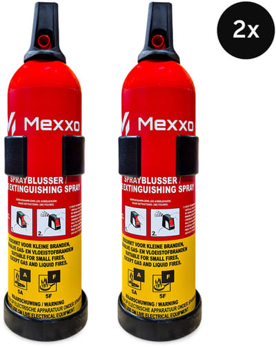 Mexxo Sprayblusser 750ml AF - Set van 2 - Vetblusser schuim - Met wandbeugel - PFAS-vrij