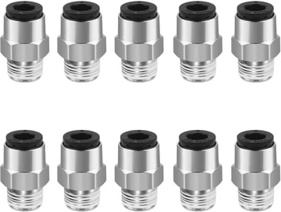 Allecto - Pneumatische Aansluitstukken - Push-to-Connect - 10 stuks - 6mm Buis - Mannelijk Draad - Geschikt voor Diverse Toepassingen