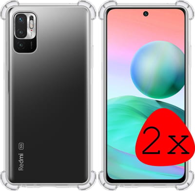 Hoesje 2 Stuks - Geschikt voor Xiaomi Redmi Note 10 5G - Sterk & Shockproof - Siliconen Case - Back Cover - Telefoon Hoes Shock Proof - Transparant