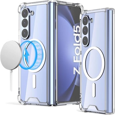 MagSafe hoesje Geschikt voor Samsung Galaxy Z Fold 5 Transparant Silicone Shockproof Hoesje - Schokbestendig TPU hoesje Samsung Z Fold 5