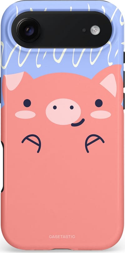 Casetastic hoesje geschikt voor Apple iPhone Air - MagSafe - Dubbellaagse bescherming - Knuffel van varken - Fashion Case - Koraal Lichtblauw