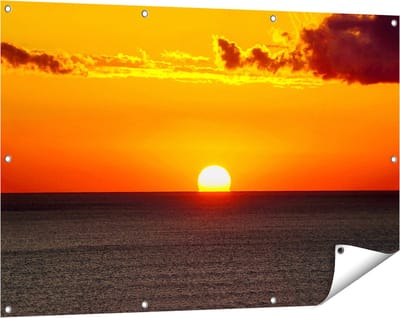 Gards Tuinposter Oranje Zonsondergang in de Oceaan - 120x80 cm - Tuindoek - Tuindecoratie - Wanddecoratie buiten - Tuinschilderij