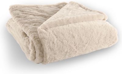 Tiseco - Deken plaid RUBY - zacht imitatie konijnenbont - 150x200 cm, beige