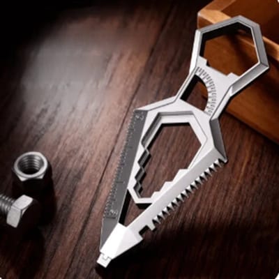 Oneay Draagbare gereedschapssleutel - Stalen flesopener, liniaal, multifunctionele sleutel | Compact outdoor survivalaccessoire voor dagelijks gebruik