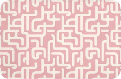 Badmat 60x40 cm - Antislip - Doolhofpatroon - Roze - Wit - Abstract - Badmatten voor badkamer - Badkamermat - Douchemat - Badkamer mat