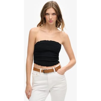 Superdry Bandeautop met Smokwerk Zwart Grootte: 40