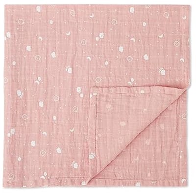 Voorgewassen Mousseline Inbakerdoek 110 x 110 cm - Ademend Unisex Babyontvangen Deken in Blush - 100% Katoen