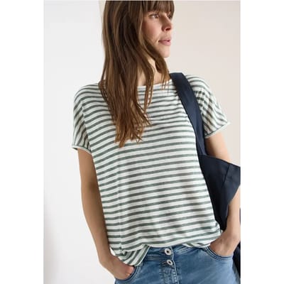 Shirt met boothals en strepen
