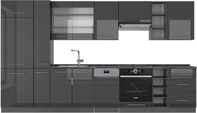 Vicco Fame-Line Complete keukeneenheid – 355 cm zonder werkblad Antraciet Hoogglans