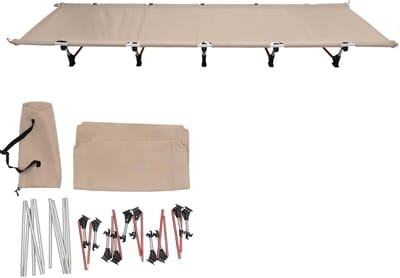 Veldbed campingbed - Klapbed ligstoel - Buiten ontspannen - Lichtgewicht draagbaar - 190 x 65 cm - Kaki