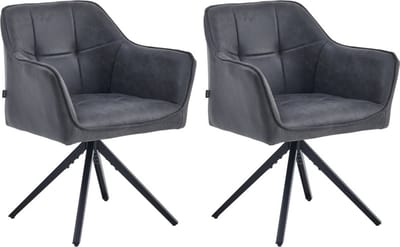 Colenis® - Pearl Eetkamerstoel - Set Van 2 - Antraciet - Microfiber Stof - Microvezel - Industrieel