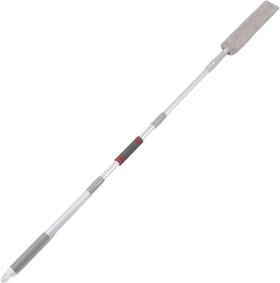 Intrekbare Stofreiniger - Stofdoek Lange Steel - Diepe Reiniging - Buigbare Microvezelkop - 162 cm Lengte - Grijs