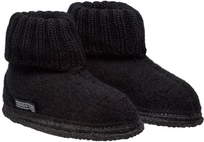 Bergstein Cozy Sloffen - Pantoffels voor dames, heren en kinderen - 100% Zuiver scheerwol - Black
