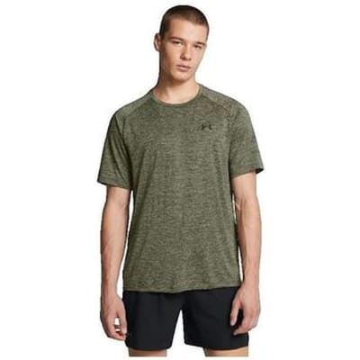 Under Armour UA Tech 2.0 SS Tee-GRN Heren Sportshirt - Marine OD Groen - Zwart