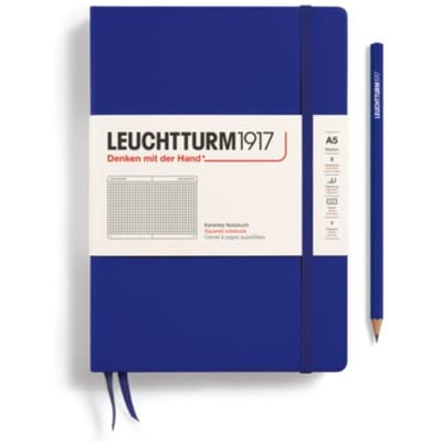 Leuchtturm1917 notitieboek, hardcover, medium a5, ruit, ink blauw