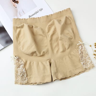 Wow Peach - Seamless Lace Padded Buttlift Short - Corrigerend Ondergoed - Shaping Broekje - Comfort Short - Nude - One size
