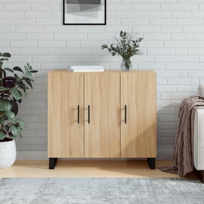 vidaXL - Dressoir - 90x34x80 - cm - bewerkt - hout - sonoma - eikenkleurig