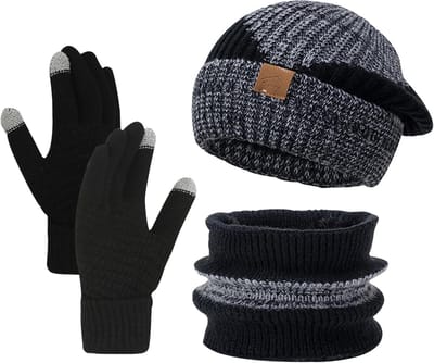 Winterset voor Dames en Heren: 3-in-1 Gebreide Muts, Sjaal en Handschoenen - Warm en Comfortabel voor Koude Dagen