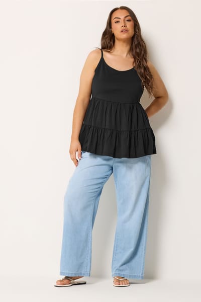 Yours Zwart Vest Met Laagjes En Bandjes Size 42