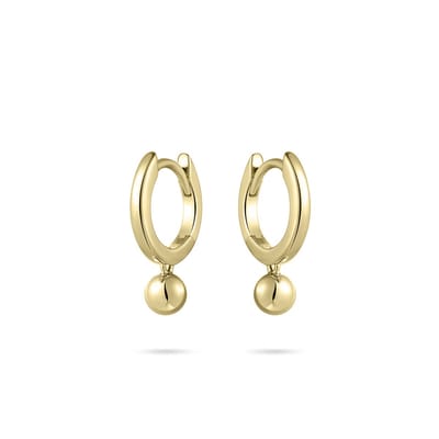 Gisser Jewels - Oorringen KC1033Y - geelgoud verguld zilver - met bead - 13.5 mm + 5 mm bedel