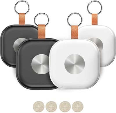 GPS Tracker- Set van 4 stuks - Locatie Tracker - GPS Volgsysteem - Bluetooth Tracker - Real-time Tracking - Smart Tag – Key Finder - Koffer Tracker - Bagage Tracker - Werkt met Apple Find My App - Zwart & Wit