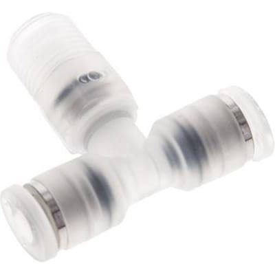 4mm x R1/8'' inline T-stuk PA Insteekfitting Buitendraad FDA Draaibaar EPDM