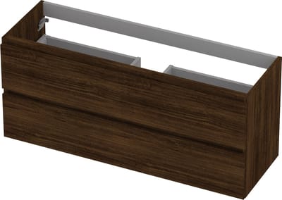 INK® wastafelonderkast 2 laden greeploos met houten keerlijst 120x40x52cm, koper eiken