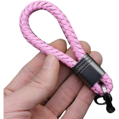 Faux Leren Touw Sleutelhanger Voor Auto Handgeweven Gesp Sleutelringen Koppel Auto Cadeau Afneembaar Metaal Luxe Sleutelhangers gray