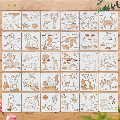 Dieren sjablonen set van 30 stuks, aquatische wezens, herbruikbare teken- en schildertemplates voor creatief gebruik