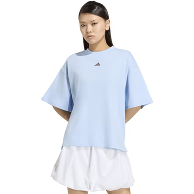 Adidas 3-stripes Studio T-shirt T-shirts Dames - Blauw - Maat L (42-44) - Katoen Jersey