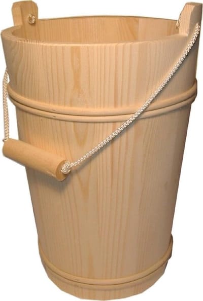 Houten Emmer - Houten Opslag - Opbergen Thuis - Onbehandeld Spruce Hout - 32.5 cm Hoog - Natuurlijk