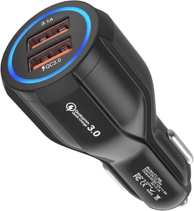 TOVBMUP Dual-Port USB Autolader - Quick Charge 3.0 - Geschikt voor iPad, Samsung Galaxy S10/S9/S8, Huawei, Xiaomi