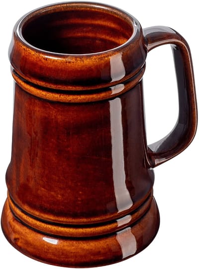 KADAX Keramische bierpul, bierpul van keramiek, vaatwasmachinebestendig biertouw met handige handgreep, stenen kan voor wijn, bier, glühwein en vloeibare honing (1, 500 ml)
