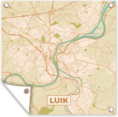 Tuin poster Luik - Kaart - Vintage - Plattegrond - Stadskaart - 200x200 cm - Tuindoek