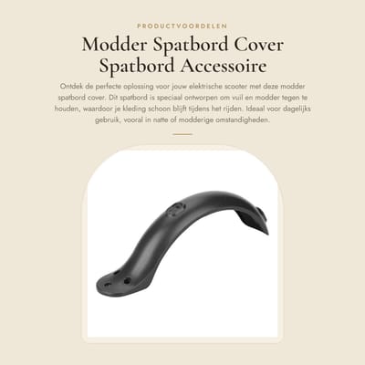 Dailygoods - Modder Spatbord Cover - Spatbord Accessoire - Bescherming tegen Vuil - Zwart - Voor Elektrische Scooter - Eenvoudig te Monteren - Geschik...