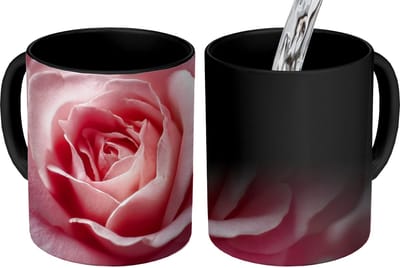 Magische Mok - Foto op Warmte Mokken - Koffiemok - Roze - Roos - Romantisch - Magic Mok - Beker - 350 ML - Theemok