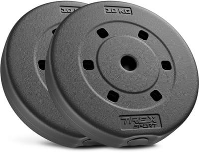 Trex Sport TX-020DS – Halterschijven Set 20 kg – Bitumen – Ø 27 mm boring – 2×10 kg – Losse Gewichten – Ideaal voor fijne opbouw – 2 stuks