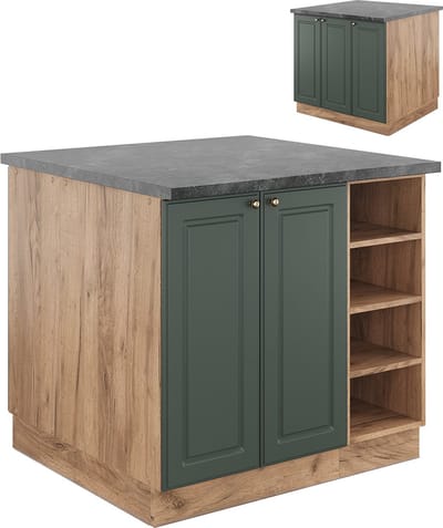 Vicco Fame-Line Keukeneiland – 90 cm zonder werkblad Groen-Goud Land/Goud Power Eik